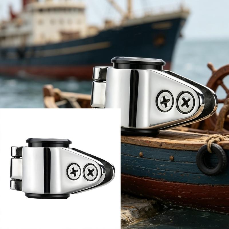Marine Hardware Clamp for Boat Bimini Top Support, Stainless Steel Screw Lock Fitting with Protective Liner Sleeve
