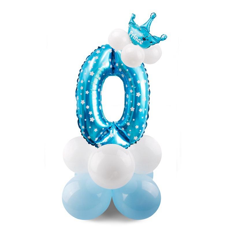 

Gradual Change 32 Inch Digital Road Lead Balloon, Column Party Decoration Birthday Aluminum Film Latex Metal Balloon Blue 0