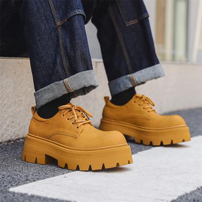 Brytyjski Styl Małe Skórzane Buty Nowe Buty Jednokolorowe dla Pary z Dużym Noskiem Platforma Muffin Codzienne Buty Derby 6113-W