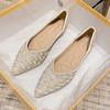 Rhinestone Pointed Single Shoes Women's Summer Flat-soled Shallow-mouth Laden Shoes Soft-soled Large-size Women's Shoes