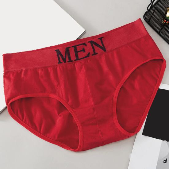 Men Briefs Letter Low Waist Alphabet Waistband Stretch Close Fit Sexy Seamless Panties