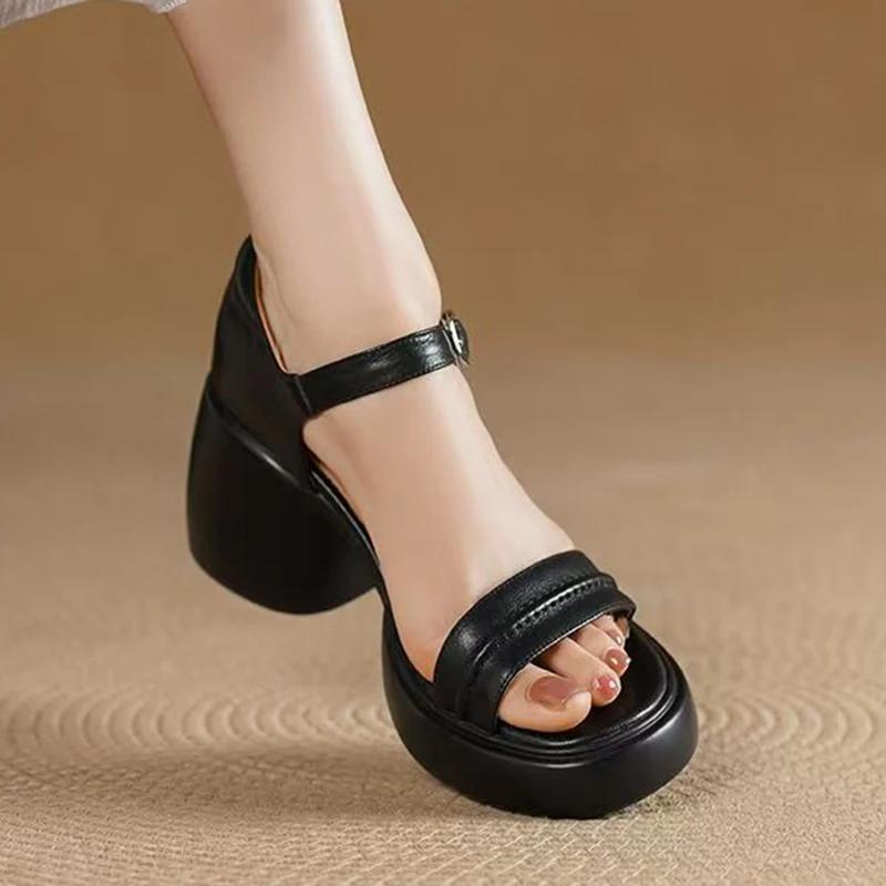 Women High Heels Sandals Chunky Summer Shoes 2025 Dress Woman Slippers New Elegant Party Pumps Brand Mujer De Zapatillas