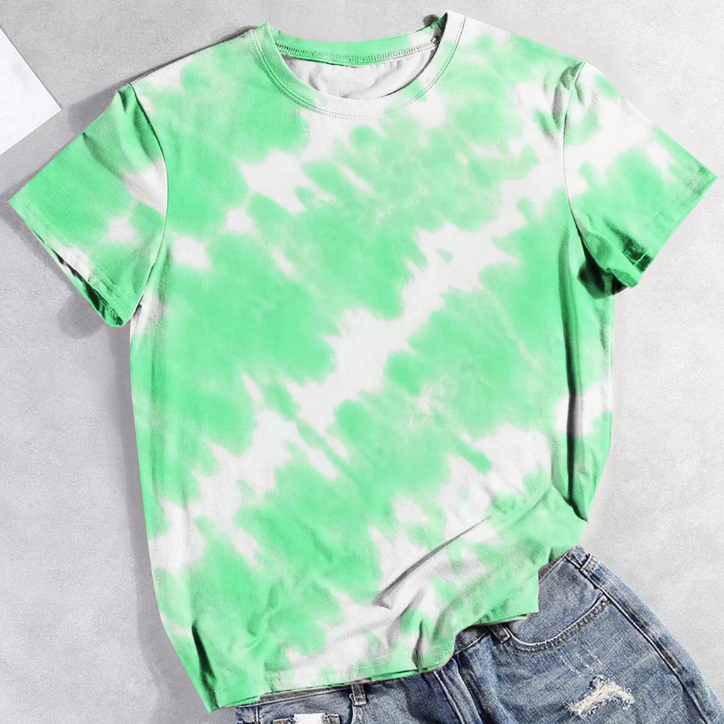 Summer Round Neck 3D Tie-dye Printed Top Fashionable Casual Short Sleeved Women's T-shirts
