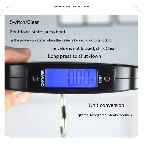 50kg/10g 110lb Portable Scale LCD Digital Luggage Suitcase Scale Handled Travel Baggage Bag Fish Weighting Hook Hanging Scales