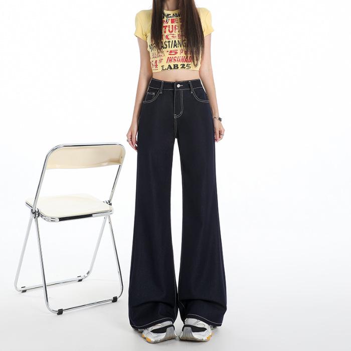 

M1 Women s Anti-Wrinkle High Waist Wide Leg Micro Flare Denim Pants, Four-Way Stretch, Colorfast, Cool Summer Fit Large