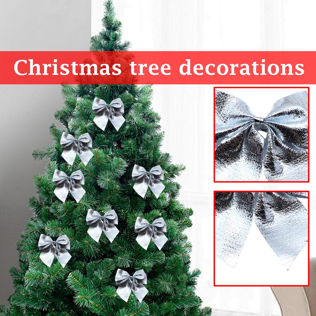 12pcs Christmas Bow Decorations, Fabric Christmas Tree Ornaments
