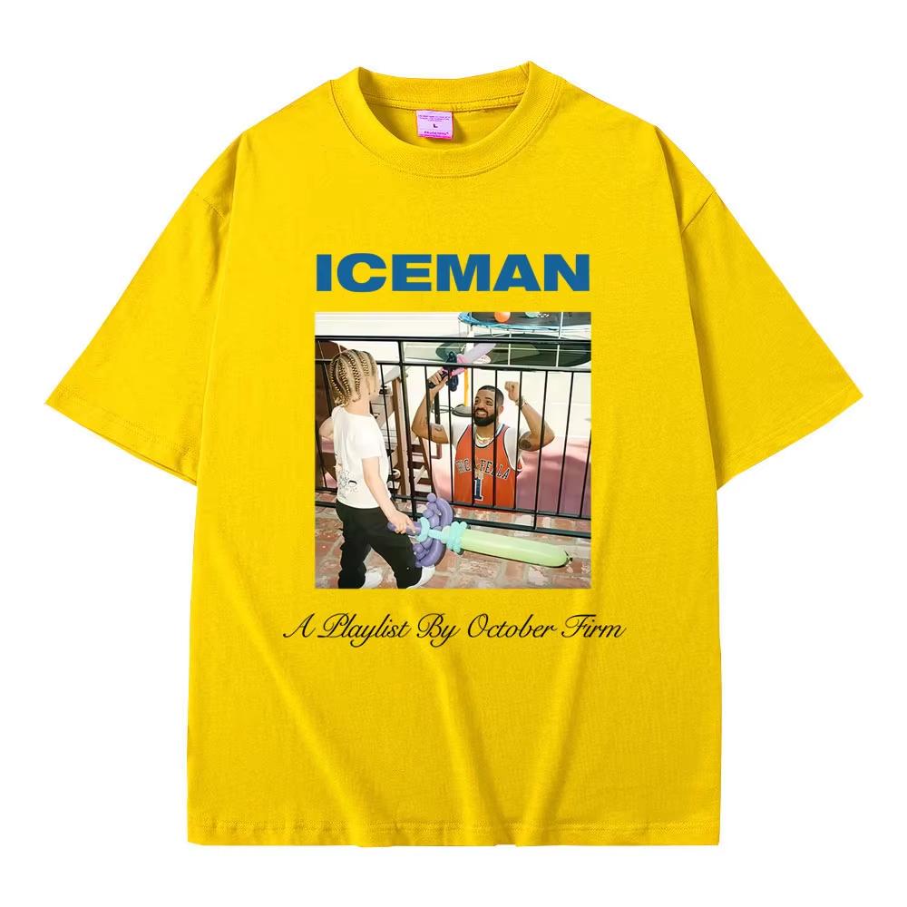 Rapper Drake ICEMAN Graphic T‑shirt Men Women Hip Hop Fashion Retro Short‑Sleeved T‑Shirt