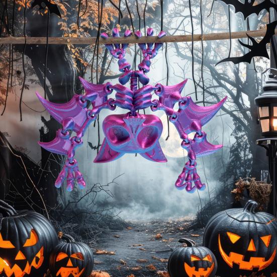 3D-gedruckte hängende Fledermausfigur mit beweglichen Gelenken, Fledermausfigur, artikuliertes Fledermausmodell