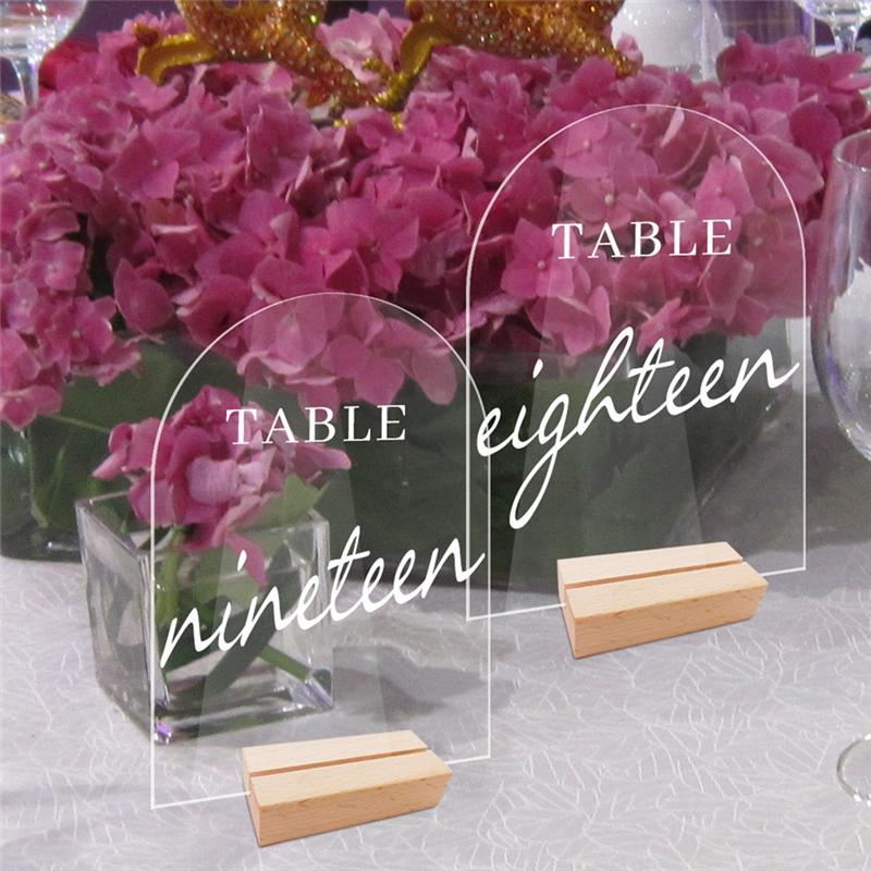 Good-12PCS DIY Blank Acrylic Table Sign Clear Sign With Stand Transparent Arch Table Numbers Table Card Wedding Decoration, Dura