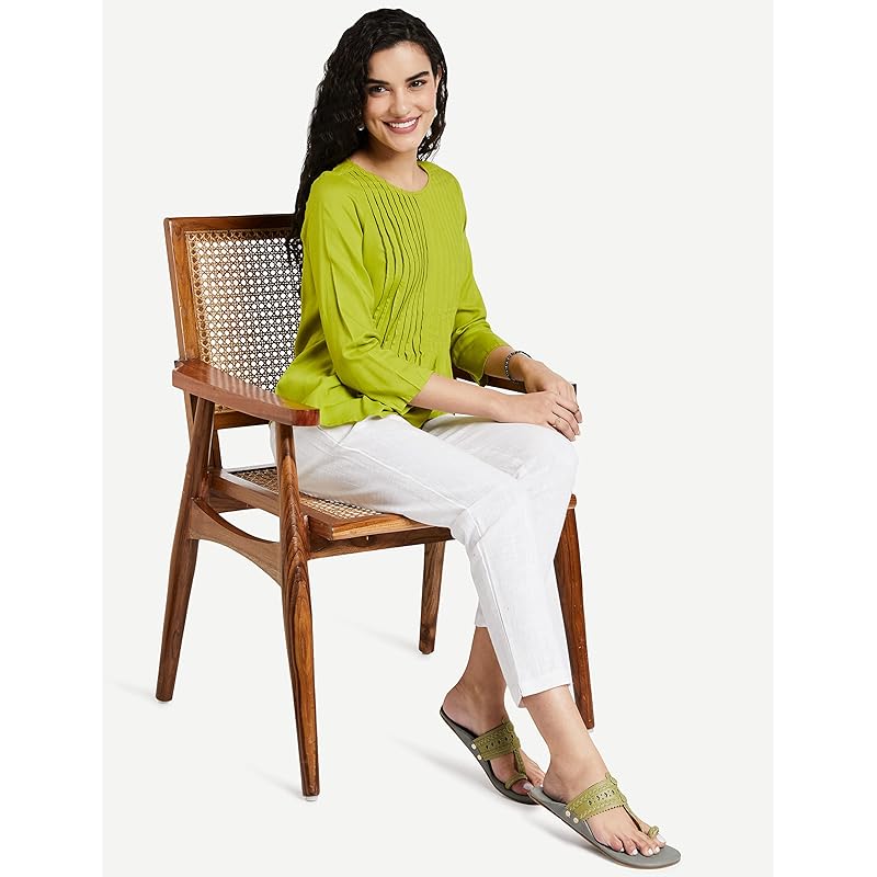 DIGITAL SHOPEE Women Cotton Trouser Pant Regular Fit for Office School Formal Casual Daily Use (White, Large)
