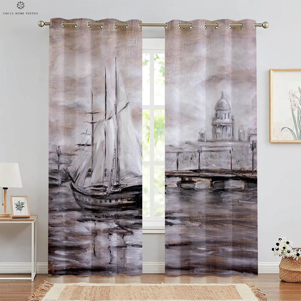 Classical Oil Painting 3d Printing Curtain Bedroom Studio Dormitory Study Room Decorative Curtain Can Be Customized 2 Pieces
