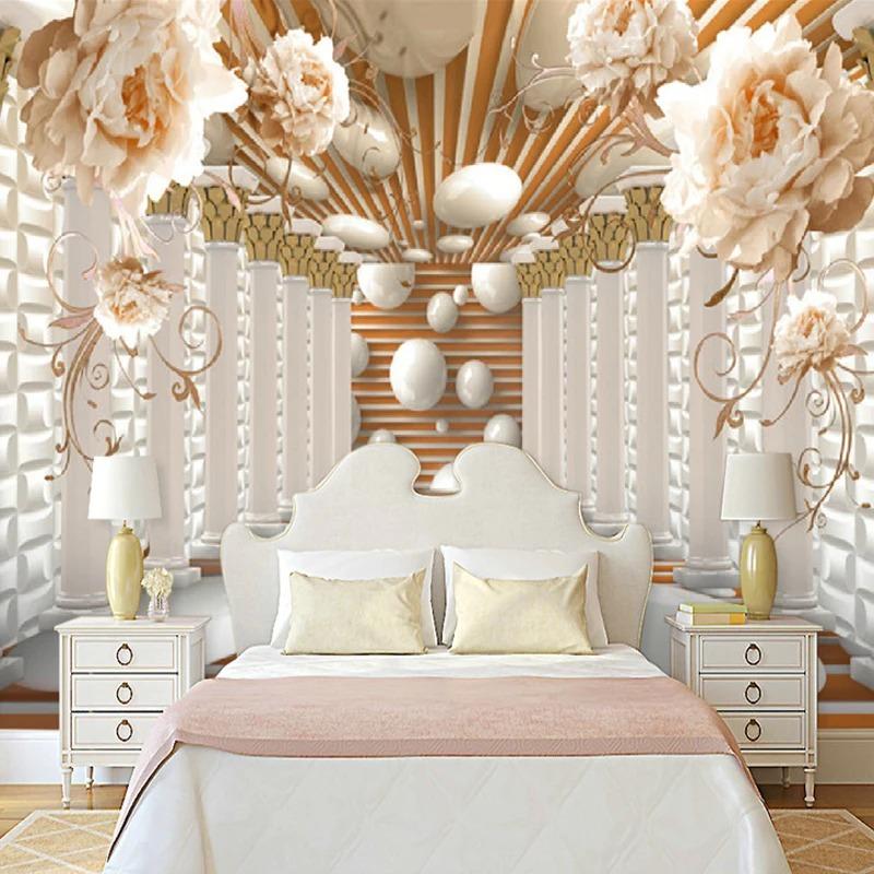 Modern Abstract 3d Wallpaper Rome Column Flower Wall Murals Living Room Study Backdrop Wall Paper Home Decor 3d Fresco