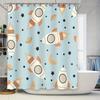 Adorable Space Rockets Shower Curtain Modern Space Rocket Moon Pattern Bathroom Curtains, Decorative Curtains Waterproof