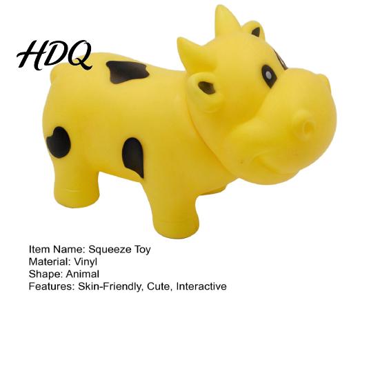 Pinch Resistant Toy Squeaky Cow Squeeze with Realistic Sound Soft TPR Fidget for Stress Rubber Ball Relief & Pranks Cute Farm Animal-Shaped