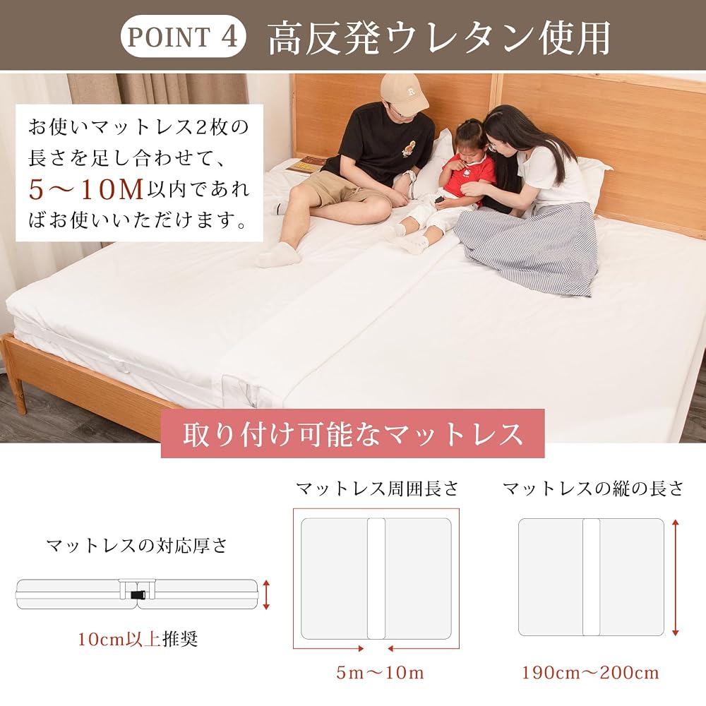 Qucover Wide Gap Pad (30cm width) Mattress Band/Belt Set (2 pieces) - Gap Filler, Prevents