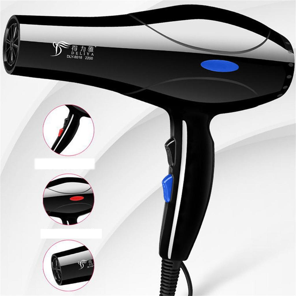 Household Hair Blow Dryer 2200W Black Heat Blower Dryer Beauty Salon Portable Hair Blow