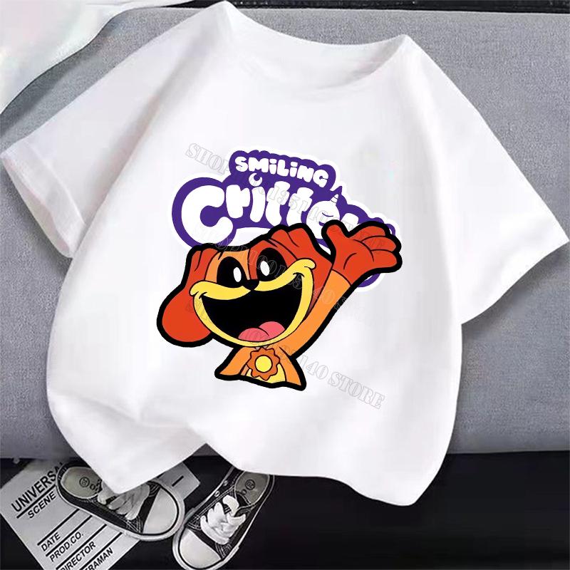 Smilings Critters Children T-shirt Clothing Cartoon Printing Boy Girl Tee Anime Summer Short Sleeved Clothes Cute Kids Top Decor