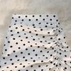 Sexy Vintage Pokal Dot Print Trumpet Midi Skirt Women Back Elastic Band Side Split Ruffles Long Black Skirts