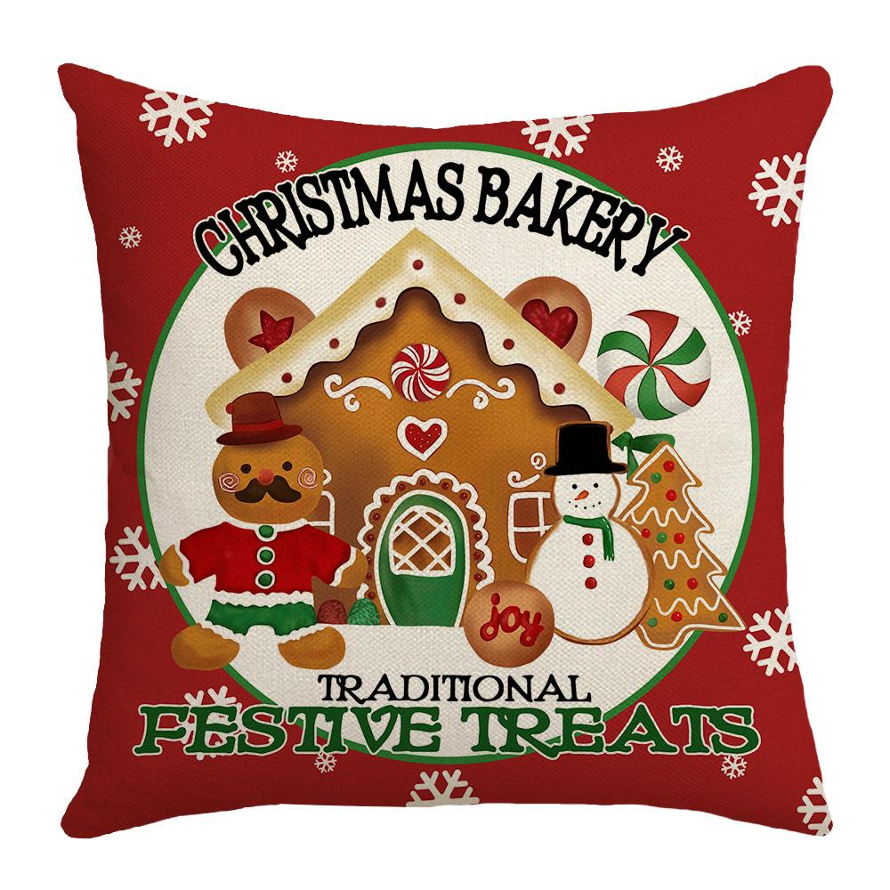 New Christmas Cushion Sugar Cookie Cartoon Cute Text Home Cushion Pillow Cover