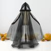 Halloween Cosplay Cloak Ghost Mesh Hooded Drawstring Cape Pleated Floor Length Gothic Cloak Medieval Performance Capes Costumes