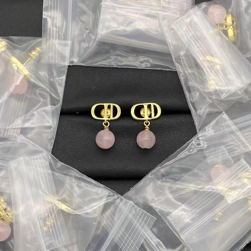 D Family Rhinestone Earrings: Classic Design with Pearls, Silver Needles, and a Touch of Luxury