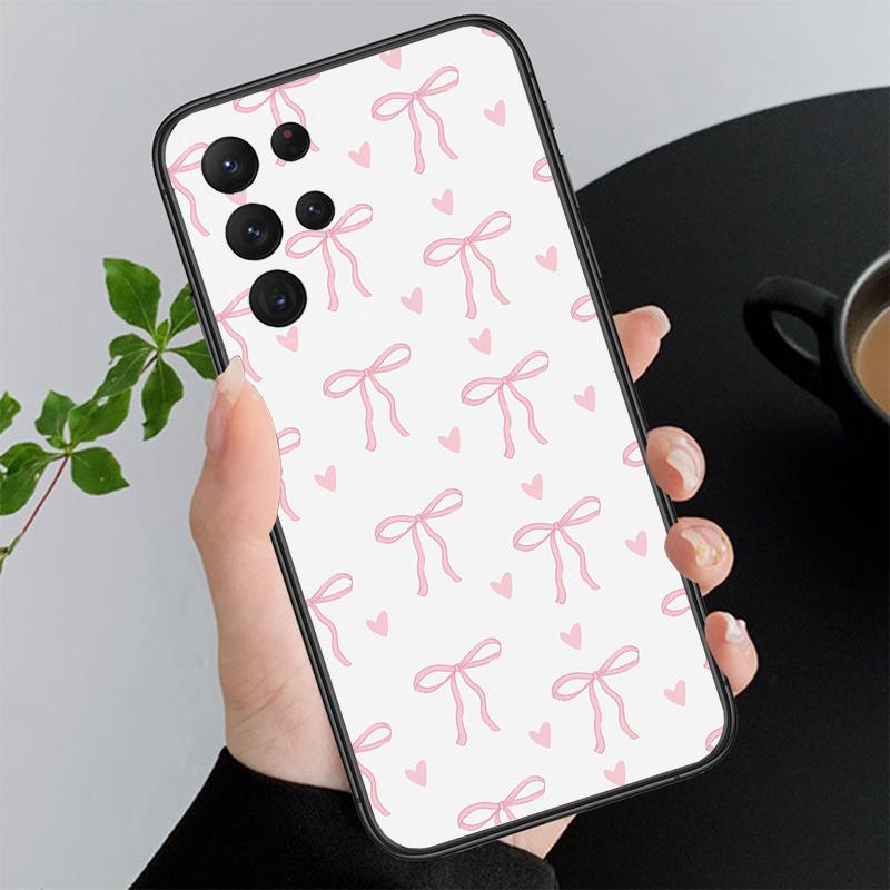 Phone Case For Samsung A17 A55 A16 A56 A35 A15 A53 A54 A33 A34 A25 A05S A52 A52S A07 A26 A06 Cute Pink Heart Bow