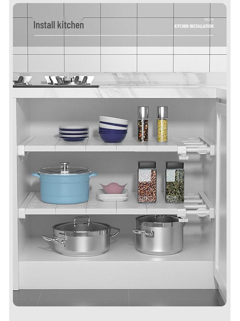 Nail-Free Retractable Storage Shelf for Closet, Kitchen, Dorm, Cabinet, or Bathroom