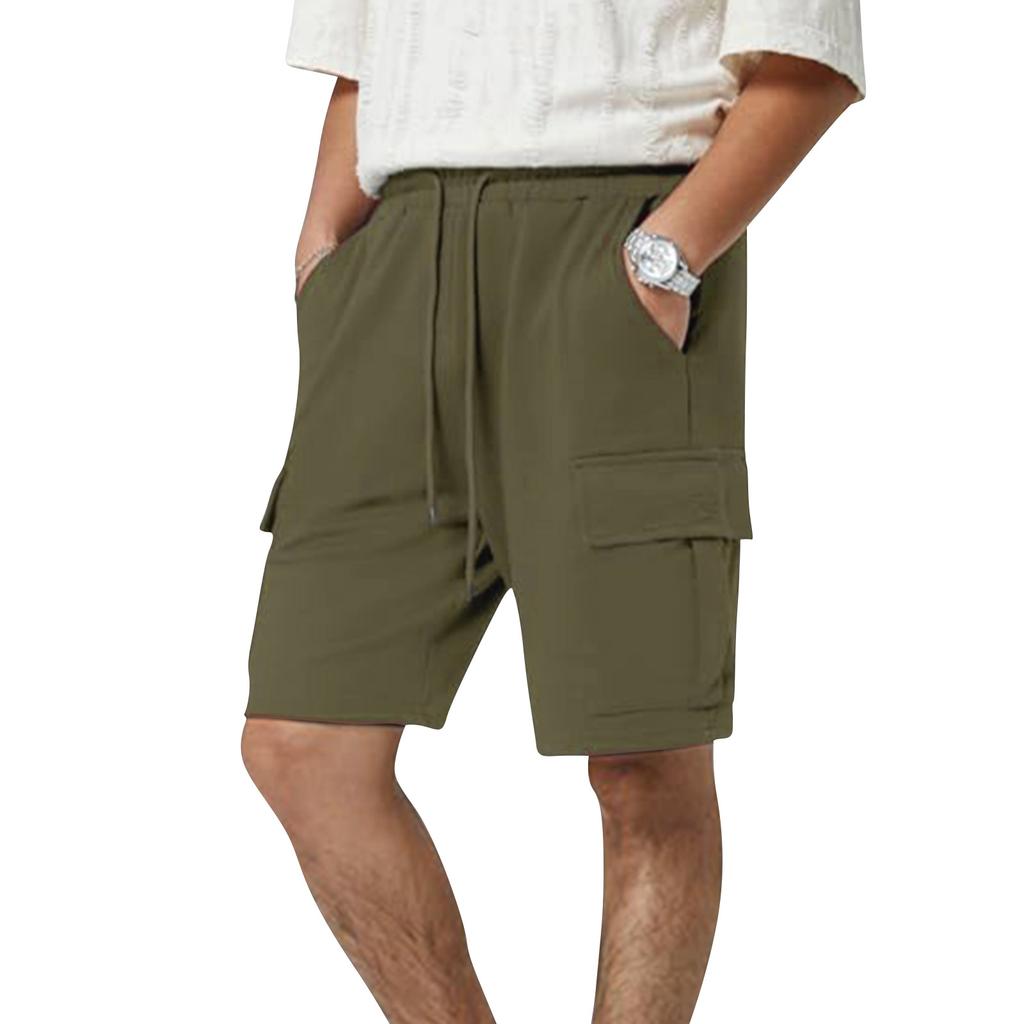 Men Casual Relaxed Fit Drawstring Waist Shorts with Multiple Pockets for Sports and Activities Lightweight Material