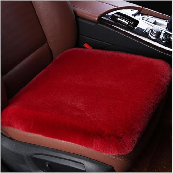 Sheepskin Car Seat Cushion, Comfortable Soft Fur Wool Auto Front Seat Cover, Vehicle Seat Protector Pad For Warm Winter Office Chair, Universal Decor