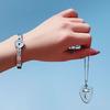 Bracelet jonc Cœur Argenté Délicat pour Pendentif Clé Ensemble Bijoux pour Amoureux pour Jour d'Anniversaire de Couples