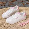 Zapatos Blancos Mujer Primavera Otoño Suela Plana Zapatillas de Cuero Casual con Cordones Estilo Estudiantes Universidad Zapatos de Tabla Femenino