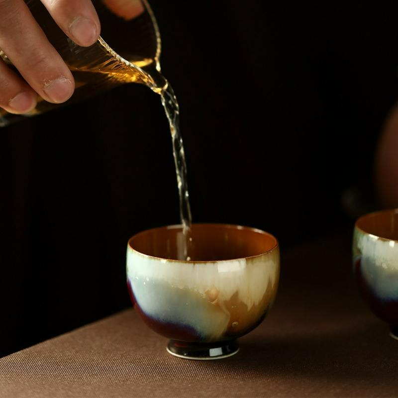 Aurora Lang Kiln Change Master Cup Jingdezhen Handmade Tea Cup Personal Ceramic Tea Set Chinese Gongfu Tea Ceremony Drinking