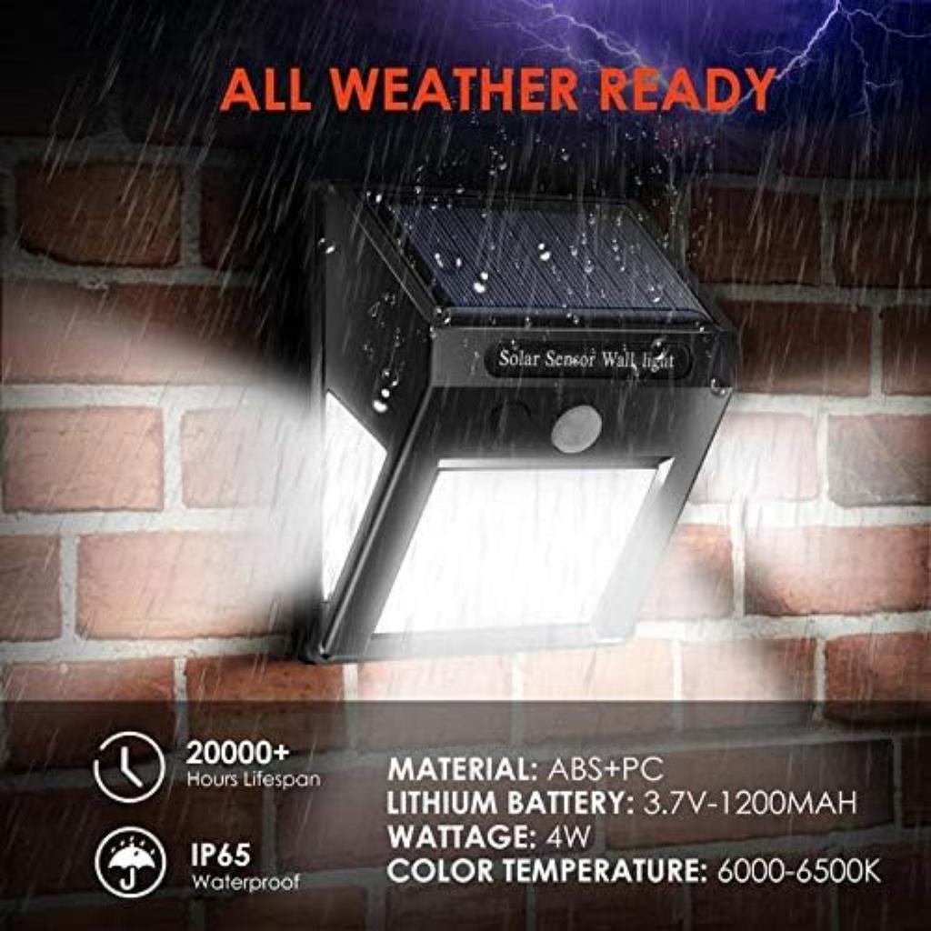 Solar Security Lights Solar Motion Sensor Lights Wireless Waterproof for Wall Fence Garden (2-Pack)