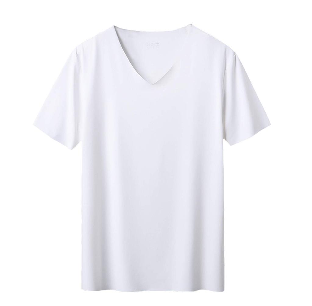 Markor Men's Solid White T-Shirt, V-Neck, Breathable, Short Sleeve, Quick-Drying, Black, Summer, Ultra-Thin, Plus Sizes, White, 2XL
