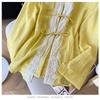 Elegant Back Slit Strap Splicing Lace Sunscreen Shirt Long Sleeved Loose Jacket for Women's Bow Tie Summer Fashion Thin Loose Fit Shirt Sweet Blouse