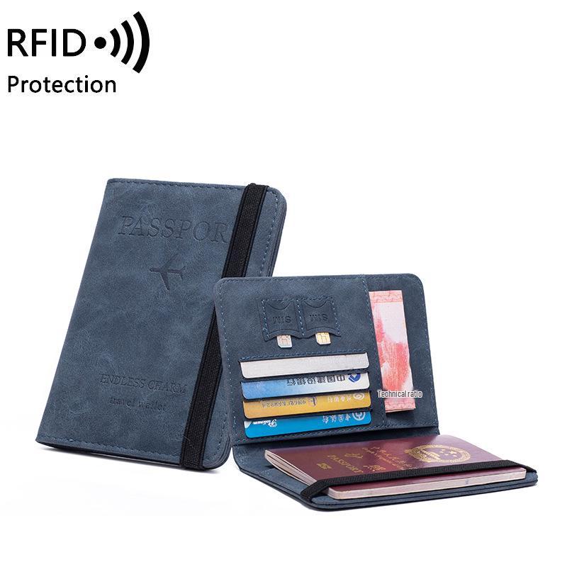 Anti-Magnetic RFID Passport and Card Holder - Multifunctional Bifold PU Cover for Travel Documents