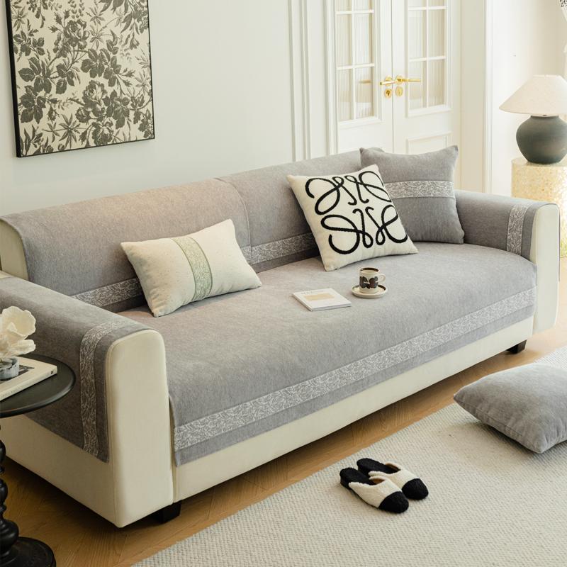 Chenille Sofa Cushion, Universal Cover for All Seasons, Universal Cover, Modern Light Luxury Cover, Non-slip, Anti-cat Scratch Cushion