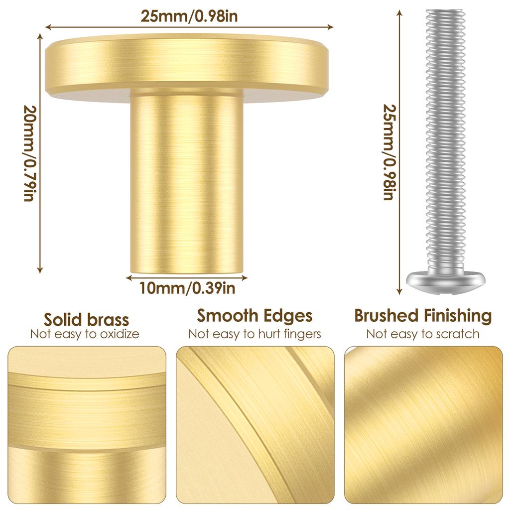 4/8pcs Antique Drawer Closet Knobs Solid Brass Round Shape Pull Handle Home Cupboard Decor Dresser Knob Single Hole Center