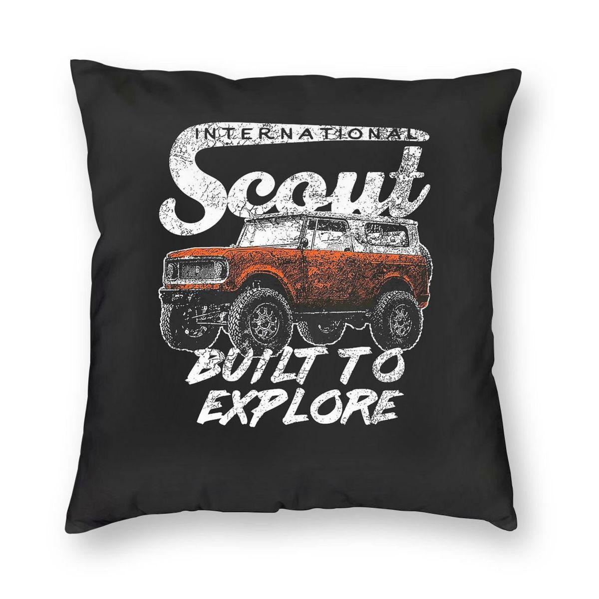 

International Harvester Scout Built To Explore Square Pillowcase Polyester Linen Velvet Printed Zip Throw Pillow Case Car Cover 12x12Inch