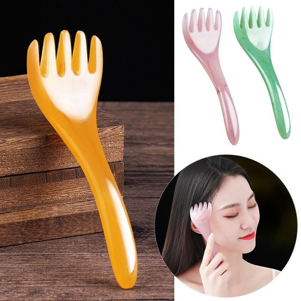 

3 шт., массажер для тела, шеи, ног, кожи головы Гуа Ша, 4 цвета, скребковая палочка для головы с пятью когтями, массажные принадлежности