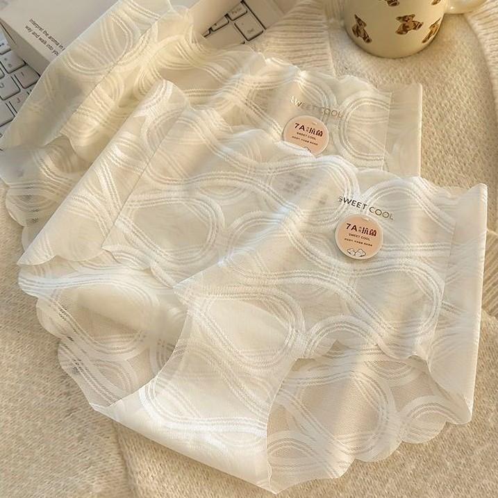 Dámské krajkové bezešvé spodní prádlo Dámské letní spodní prádlo se středním pasem z čisté bavlny 7A Antibakteriální spodní prádlo s prodlouženým klínem