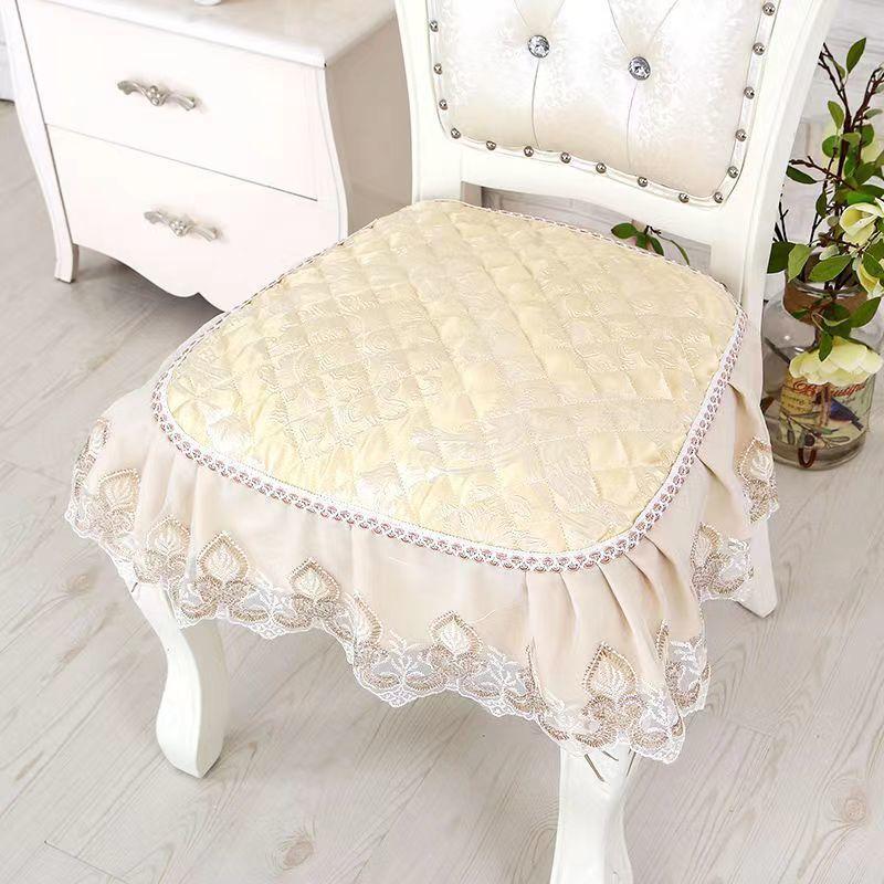 Dining Chair Cushion European Printed Seat Cushions with Lace Quality Four Seasons Stool Seat Mat Non-slip Buttocks Pad