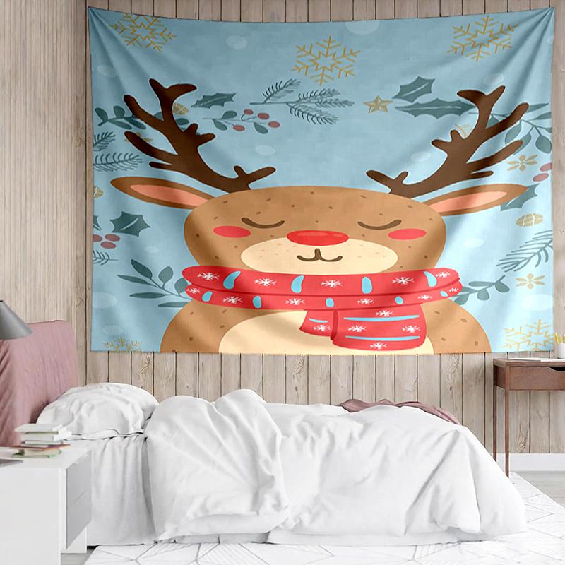Christmas-reindeer Print Tapestry, Backdrop, Easy Setup, Ideal for Bedroom, Office & Living Room, with Aesthetic Wall Hanging Decor.
