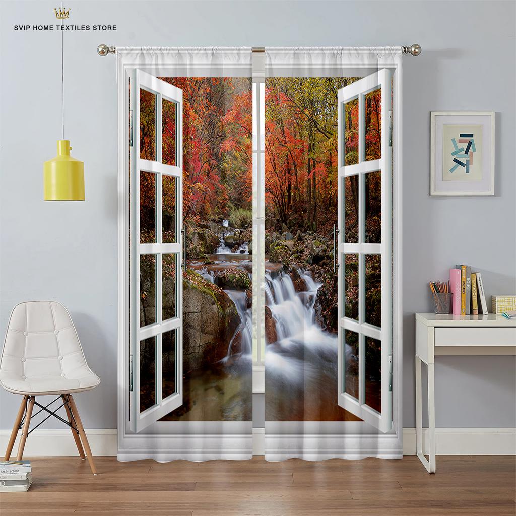 3D Printed Curtains With Sky Pattern Prints For Bedroom, Living Room, Balcony And Kitchen Decorations Can Be Customized 2PCS