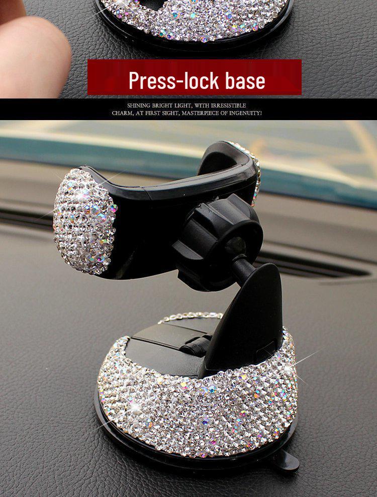 Diamond-Studded Car Phone Holder: Air Vent & Suction Cup, Universal Multifunctional Mount for Women