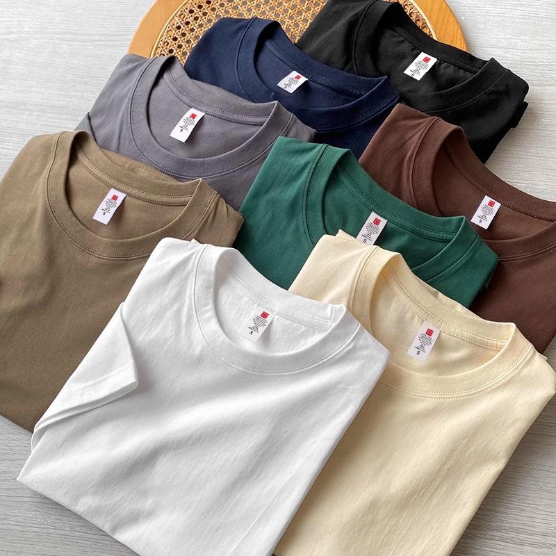 Men's Short Sleeved T-shirt Made 100% Pure Cotton  Summer Heavyweight Loose Oversized Top  Fashionable Round Neck Half Sleeved Casual T-shirt