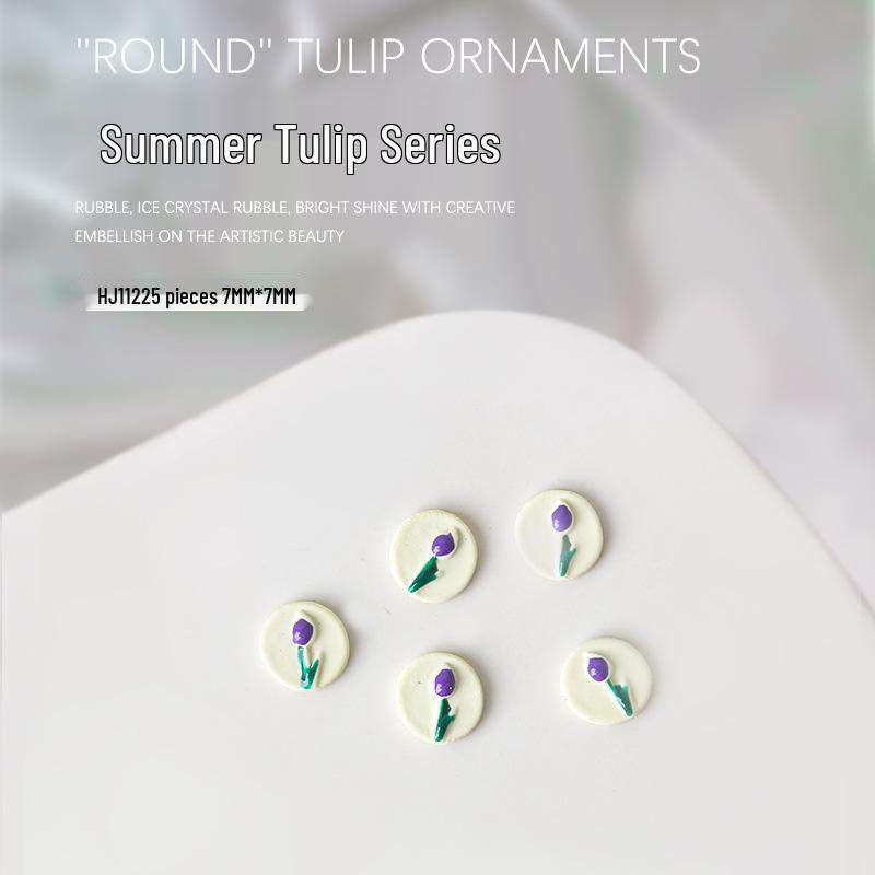 Vintage Tulip Flower Nail Decorations - 5 Pcs