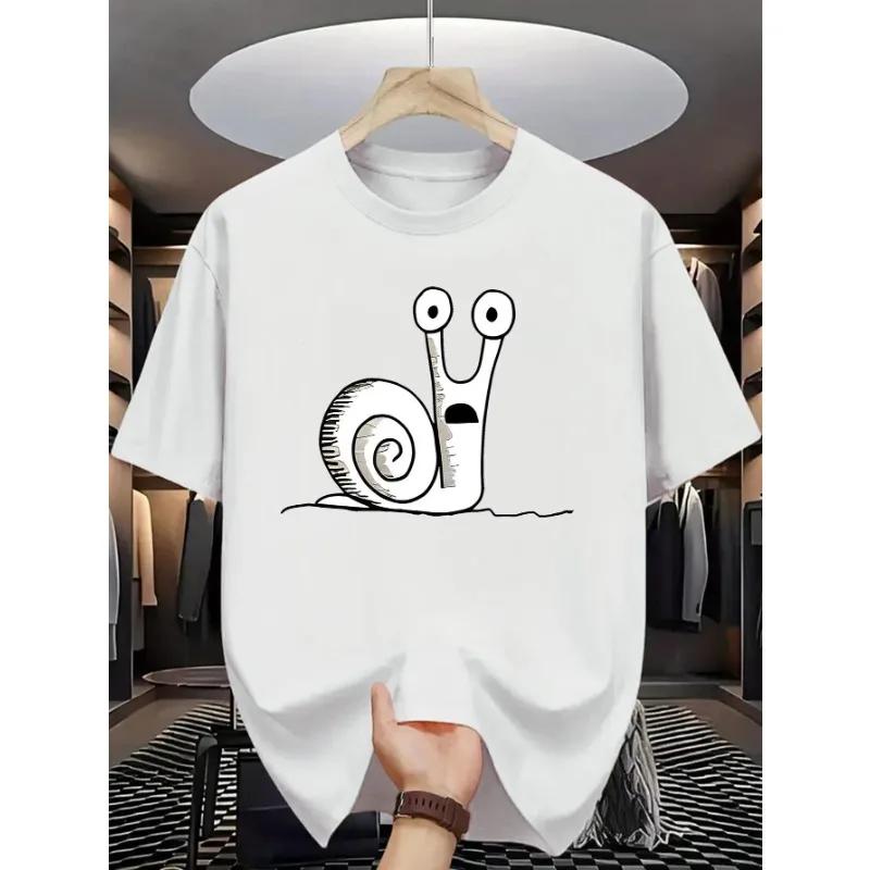 Mens printed 100 cotton Tshirt  Highquality fun snail pattern shortsleeved breathable versatile Tshirt S
