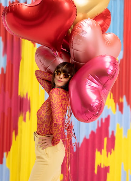 Partydeco Balon Foliowy Serce 75X645 Cm Rozowe Zloto