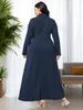 Middle Eastern Style Plus Size Long Sleeve High Neck Slim Fit Elegant Home Dress